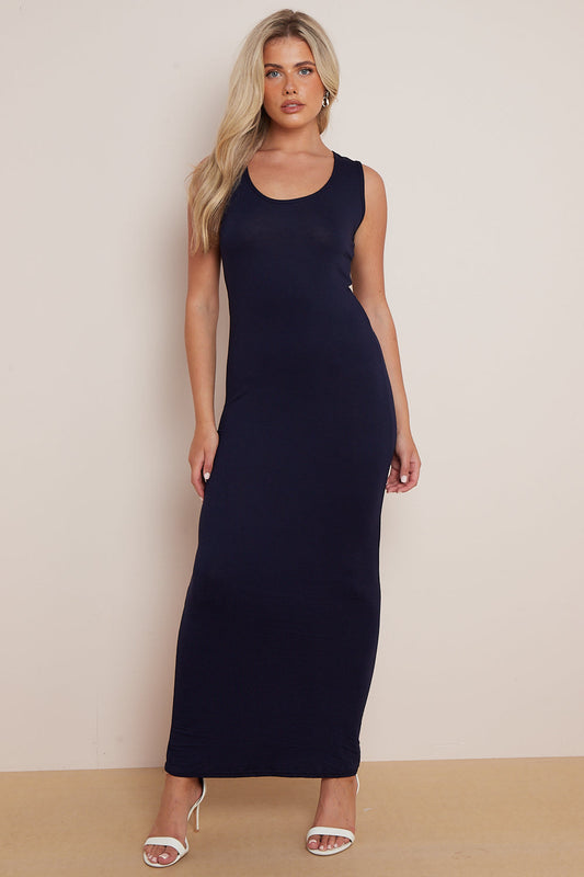 Navy Racerback Maxi Dress-0