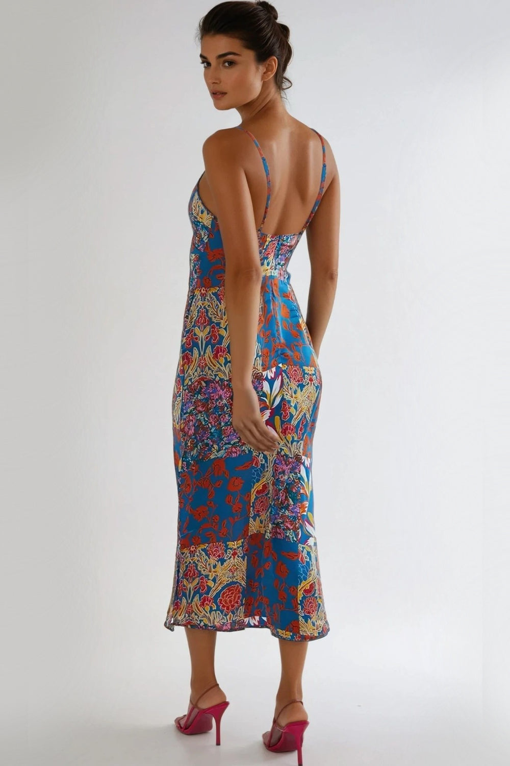 Blue Patchwork Cami Maxi Dress-2