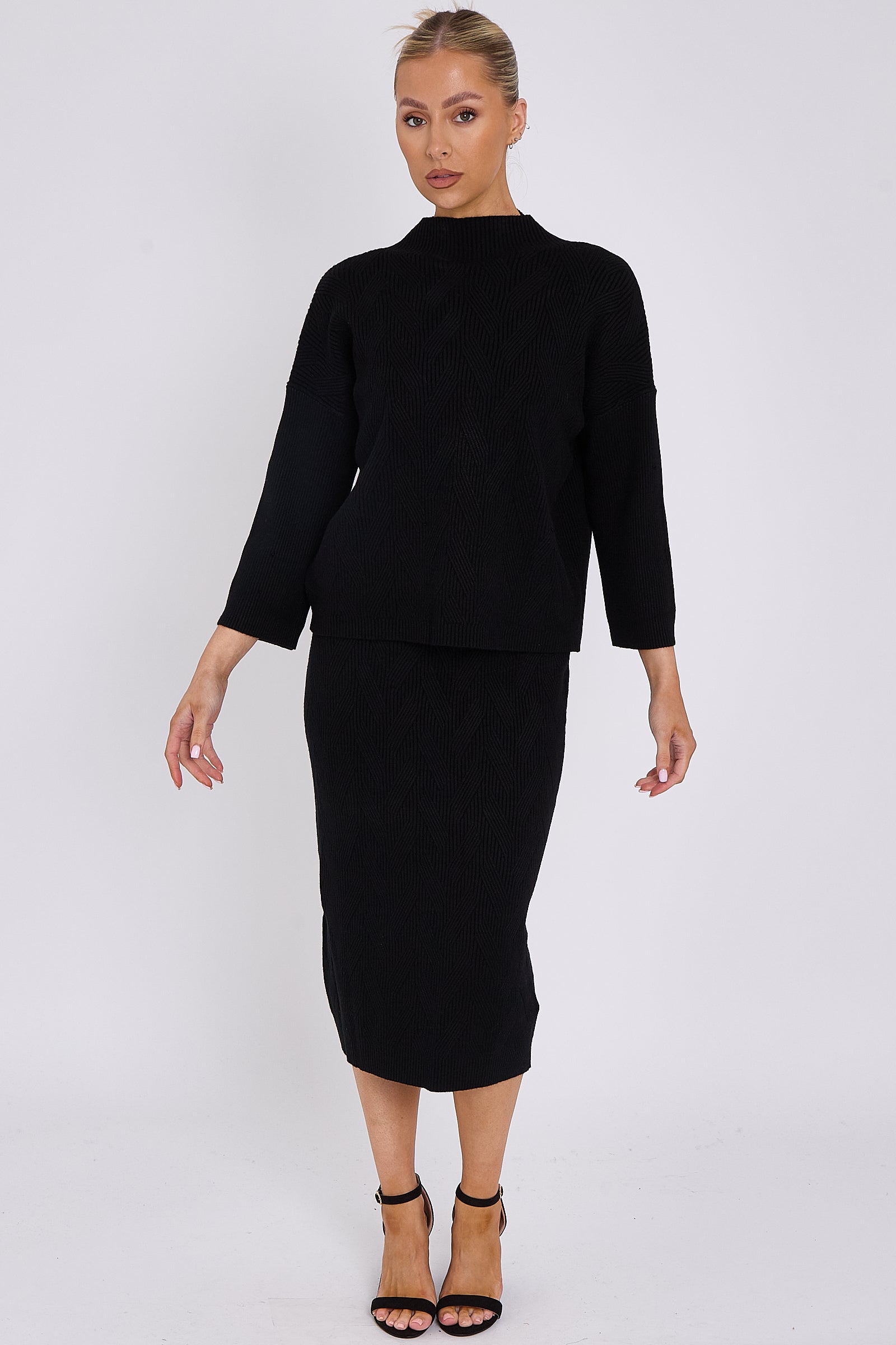 Black Knit Pattern Jumper-1