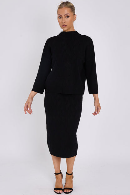 Black Knit Pattern Jumper-1