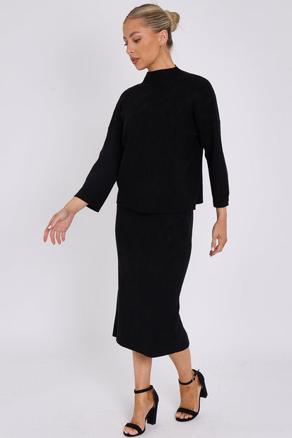 Black Knit Pattern Jumper-2