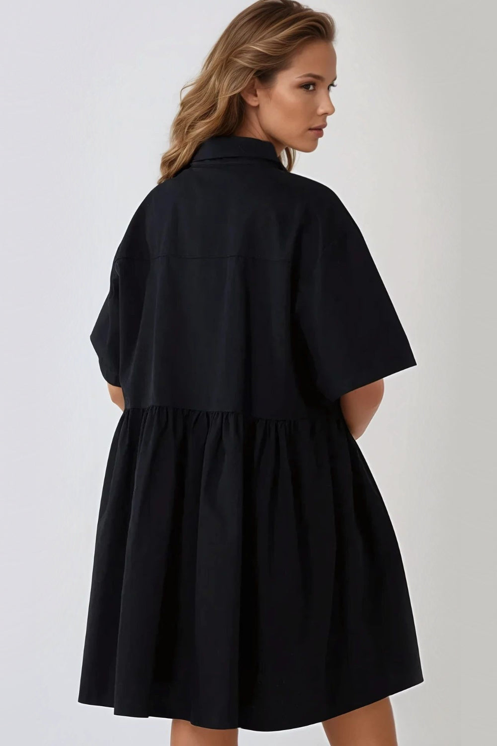 Black Smock Shirt Dress-1