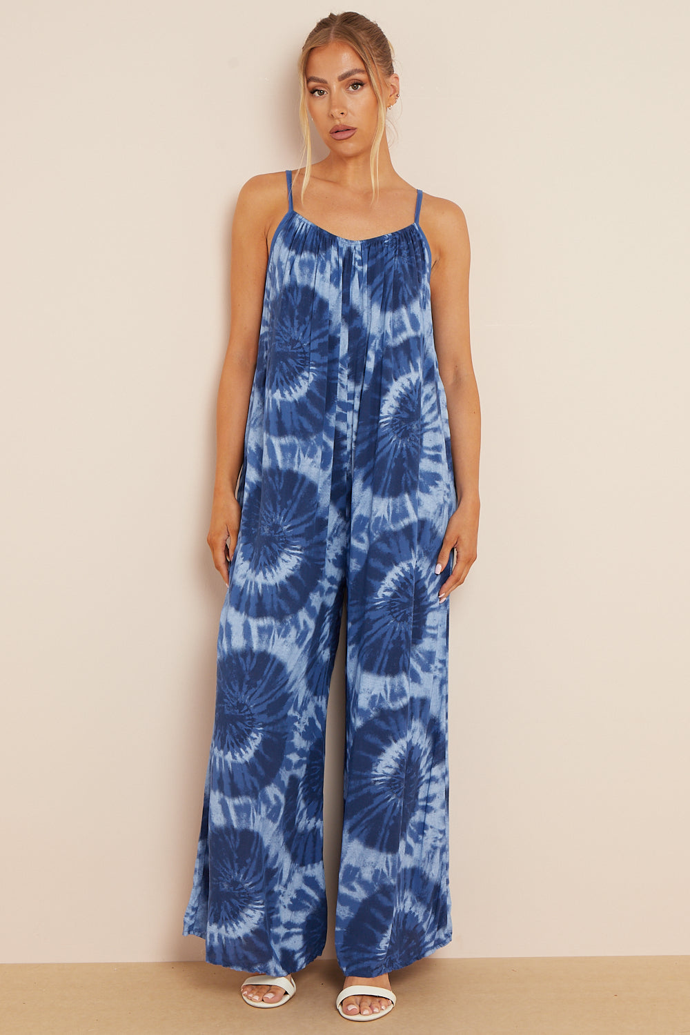 Royal Blue Tie-Dye Strappy Jumpsuit-1
