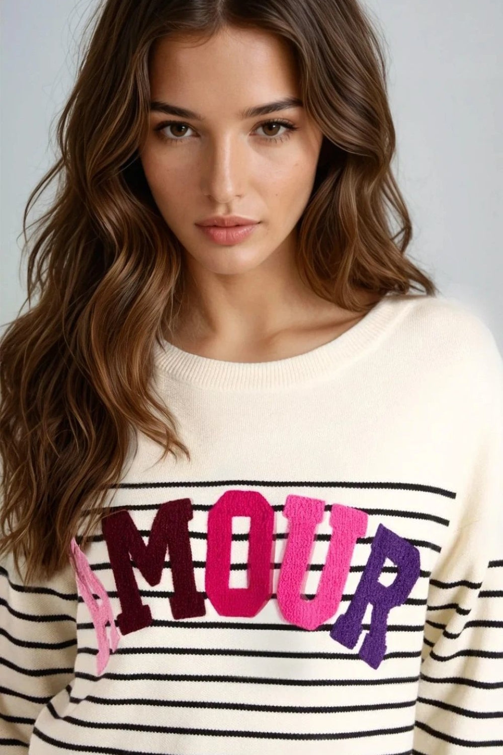 Stone 'Amour' Stripe Jumper-1