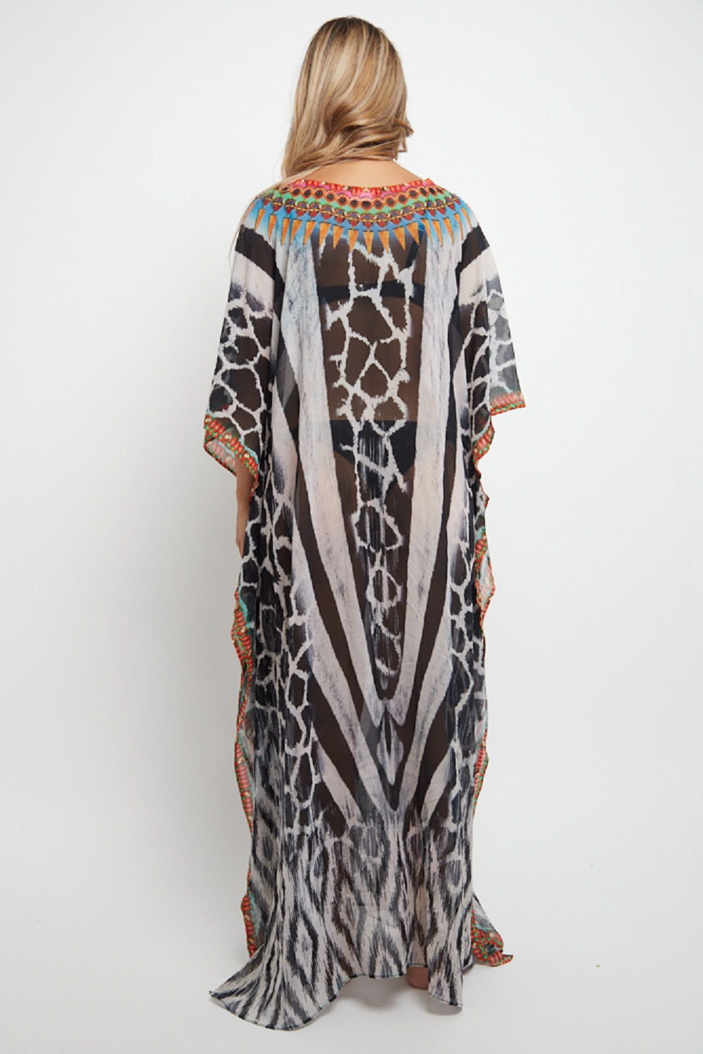 Black Maxi Beach Dress Kaftan-2
