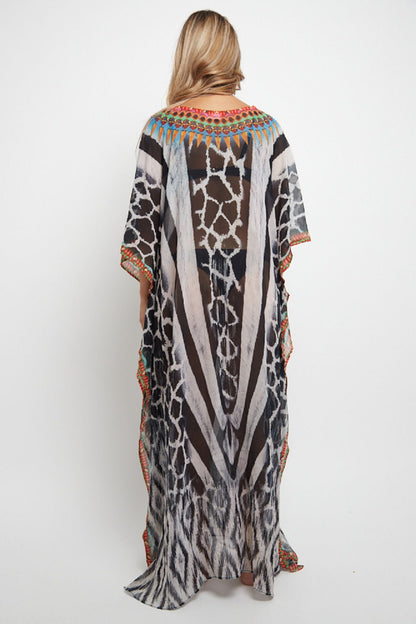 Black Maxi Beach Dress Kaftan-2