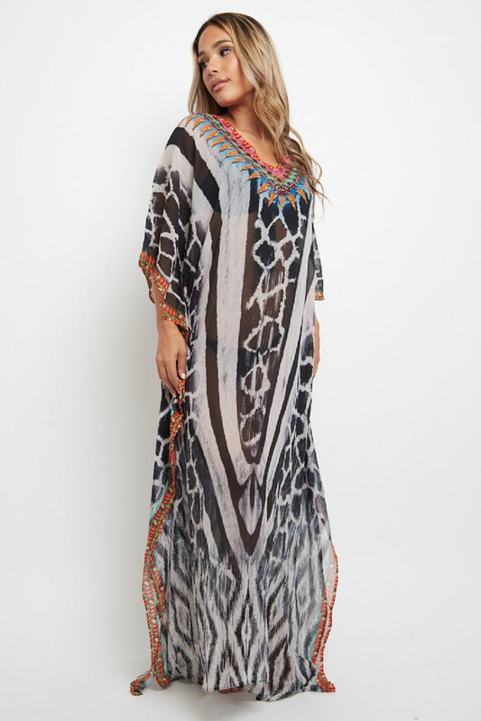 Black Maxi Beach Dress Kaftan-0