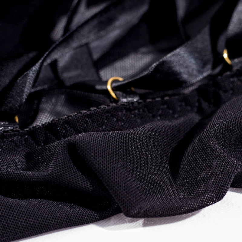 Black See-Through Mesh Chemise with Open Back Details