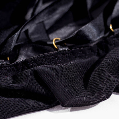 Black See-Through Mesh Chemise with Open Back Details