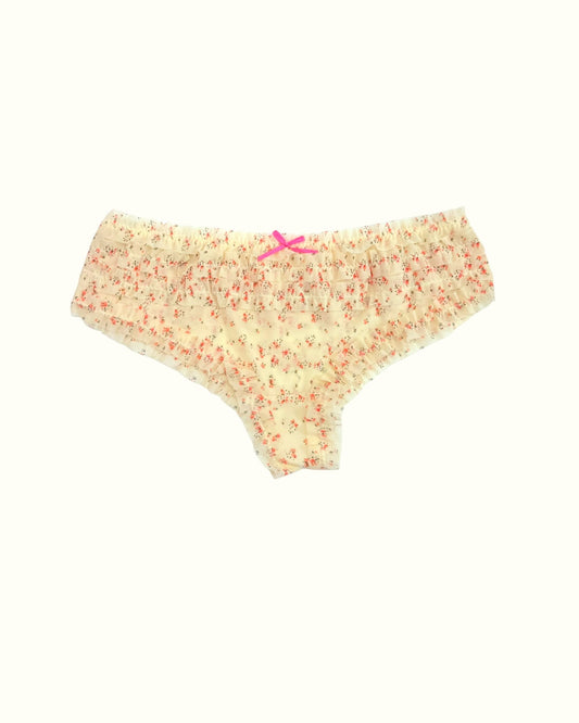 Vintage Floral Ruffled Briefs with Bow Accent-0