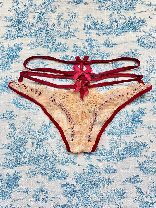 Tan & Red Straps Bow Panty-0