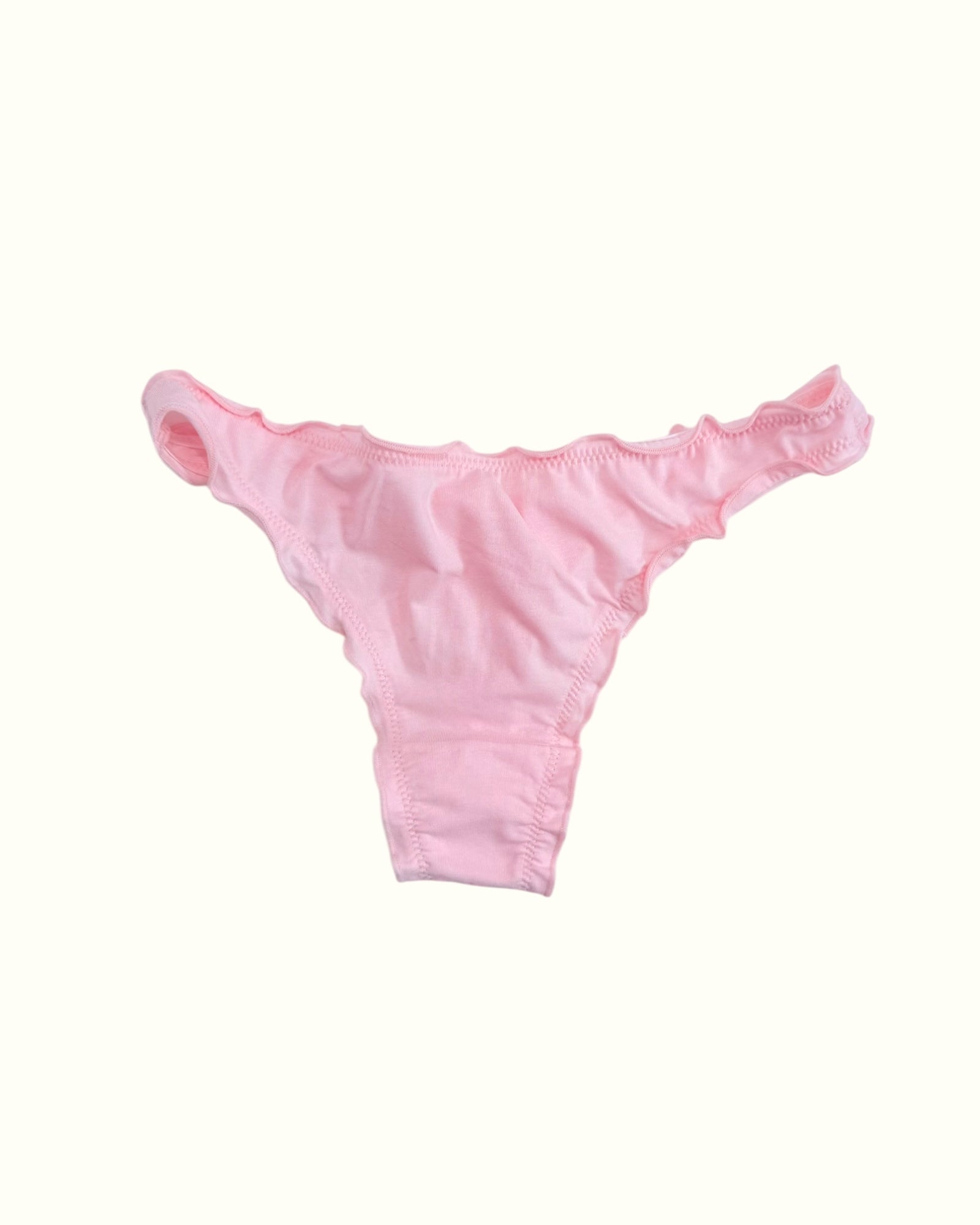 Soft Pink Satin Bow Panties with Ruffled Trim-1