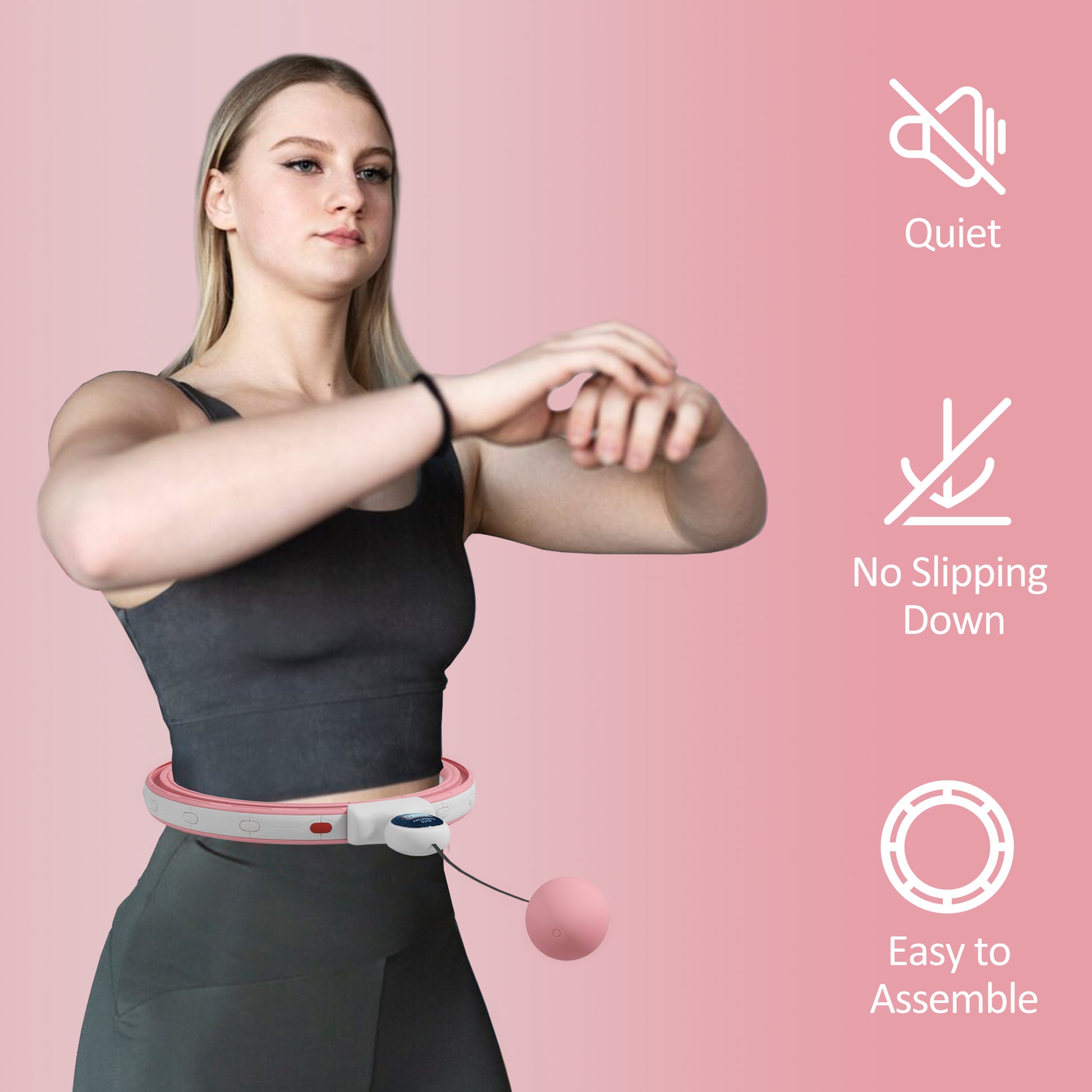SPORTNOW Weighted Smart Hula Hoop, Massage Hula Ring with 16 Detachable Knots, 360° Auto-Rotating Ball and Digital Counter-5
