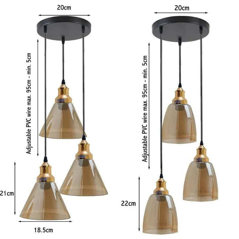 Glass Ceiling Pendant 3 Lights~1428-1