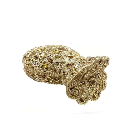 Newest Luxury Women Evening Bag Party Pouch Designer Hollow Out Crystal Clutches Gold Rhinestone Purses Money Handbag