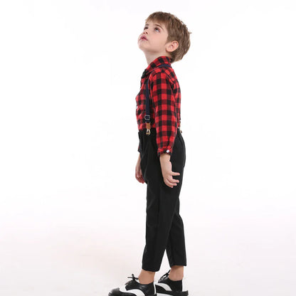 top and top Autumn Winter Christmas Brother and Sister Matching Sets Boys Gentleman Suit+ Girls Dresses Children Clothing Sets