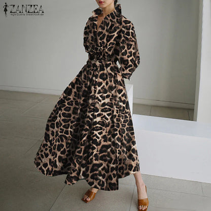 Women Autumn Sundress 2023 Elegant Shirt Dress Solid Long Sleeve Maxi Vestidos Female Casual High Waist Robe Oversize 7