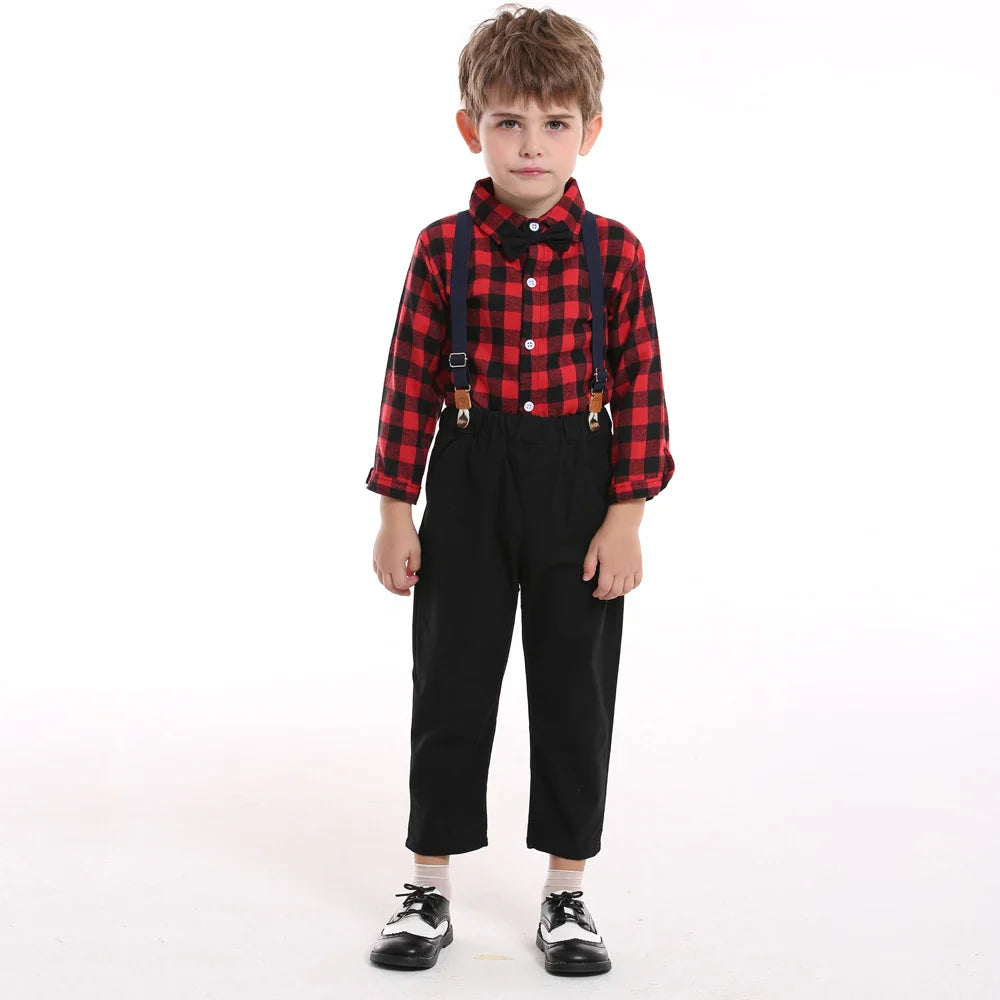 top and top Autumn Winter Christmas Brother and Sister Matching Sets Boys Gentleman Suit+ Girls Dresses Children Clothing Sets