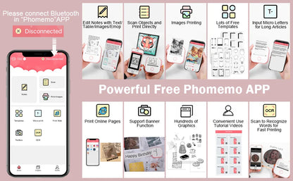 Phomemo T02 Wireless Pocket Thermal Printer Portable Mini Wirelessly BT Connect 203dpi Photo Label Memo List Printing Clearly