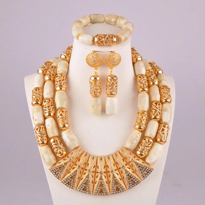 splendid orange nigeria coral beads necklace african jewelry set bridal wedding jewelry sets C21-23-01