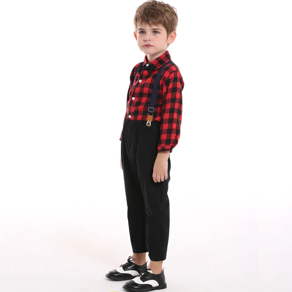 top and top Autumn Winter Christmas Brother and Sister Matching Sets Boys Gentleman Suit+ Girls Dresses Children Clothing Sets