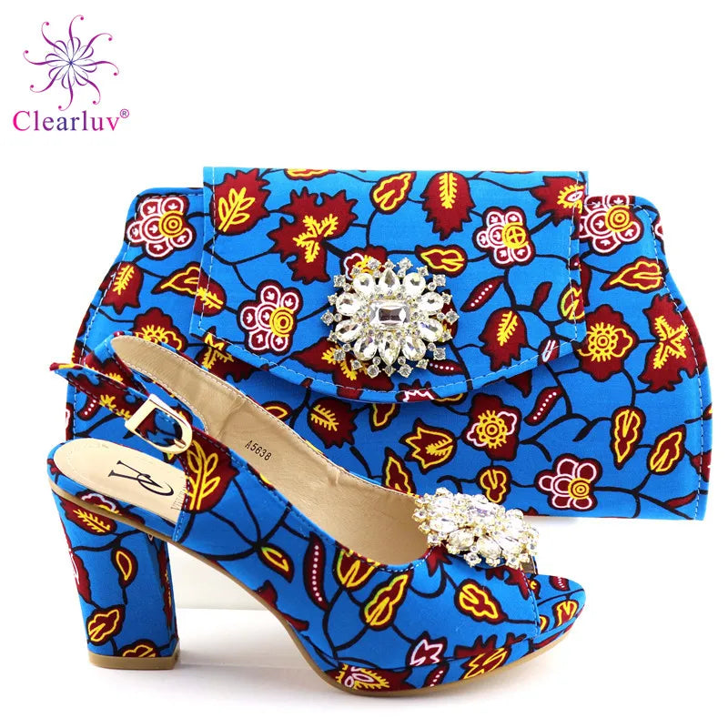 Red Color African Matching Shoes and Bags Italian In Women Sales On Decorated with Stone Summer Sandals
