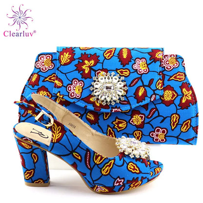 Red Color African Matching Shoes and Bags Italian In Women Sales On Decorated with Stone Summer Sandals