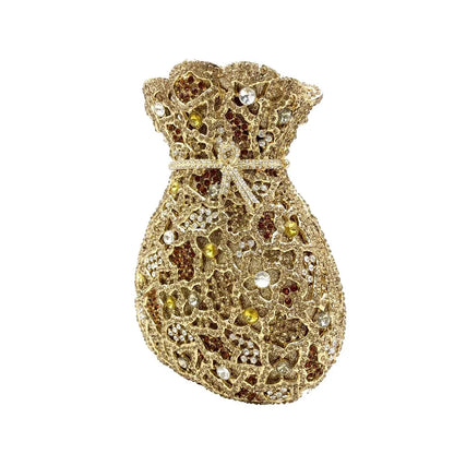 Newest Luxury Women Evening Bag Party Pouch Designer Hollow Out Crystal Clutches Gold Rhinestone Purses Money Handbag