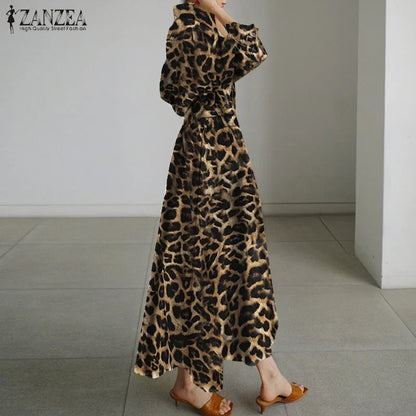 Women Autumn Sundress 2023 Elegant Shirt Dress Solid Long Sleeve Maxi Vestidos Female Casual High Waist Robe Oversize 7