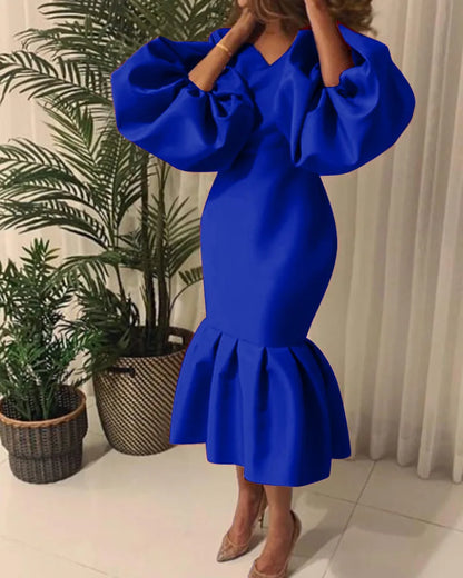 Women Maxi Dresses Long Lantern Dress Christmas V Collar Bodycon Sexy Shiny Celebrate Occasion African Robes Birthday Event