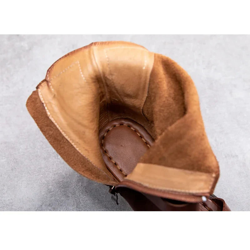 Spring 2021 new leather vintage handmade open-toe side zipper flat flat boots and sandals for women