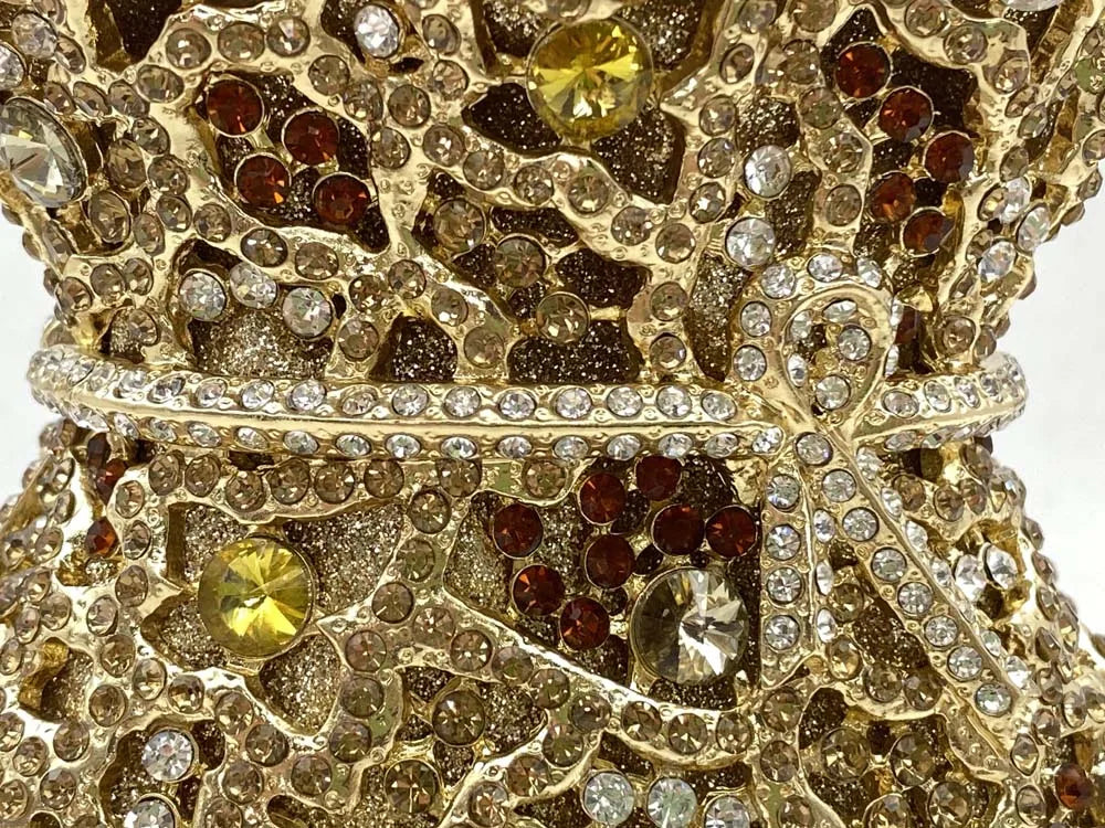 Newest Luxury Women Evening Bag Party Pouch Designer Hollow Out Crystal Clutches Gold Rhinestone Purses Money Handbag