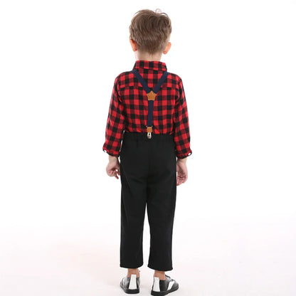 top and top Autumn Winter Christmas Brother and Sister Matching Sets Boys Gentleman Suit+ Girls Dresses Children Clothing Sets
