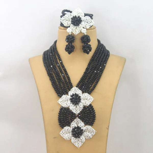New African Jewelry Set Orange Nigerian Wedding African Beads Jewelry Set Crystal New Bridal Jewelry Set   ABS065