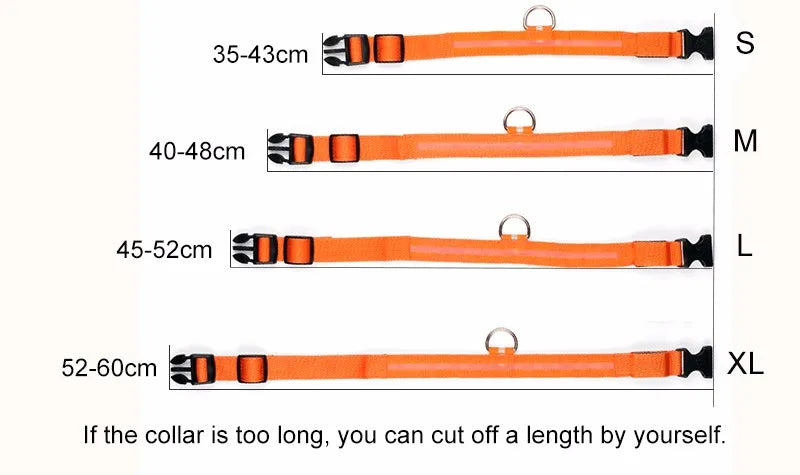 Nylon LED Pet Dog Collar Dogs Luminous Fluorescent Collars Pet Supplies Night Safety Flashing Glow In The Dark Dog Leash