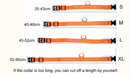 Nylon LED Pet Dog Collar Dogs Luminous Fluorescent Collars Pet Supplies Night Safety Flashing Glow In The Dark Dog Leash