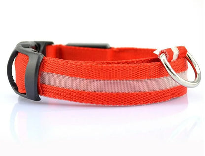 Nylon LED Pet Dog Collar Dogs Luminous Fluorescent Collars Pet Supplies Night Safety Flashing Glow In The Dark Dog Leash