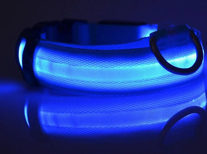 Nylon LED Pet Dog Collar Dogs Luminous Fluorescent Collars Pet Supplies Night Safety Flashing Glow In The Dark Dog Leash