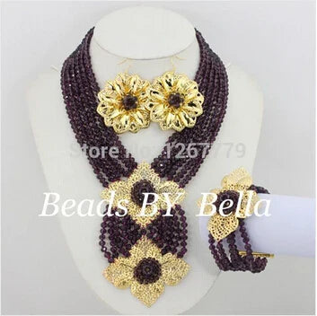 New African Jewelry Set Orange Nigerian Wedding African Beads Jewelry Set Crystal New Bridal Jewelry Set   ABS065