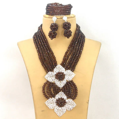 New African Jewelry Set Orange Nigerian Wedding African Beads Jewelry Set Crystal New Bridal Jewelry Set   ABS065