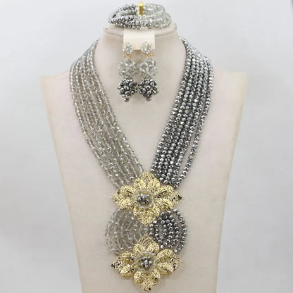 New African Jewelry Set Orange Nigerian Wedding African Beads Jewelry Set Crystal New Bridal Jewelry Set   ABS065