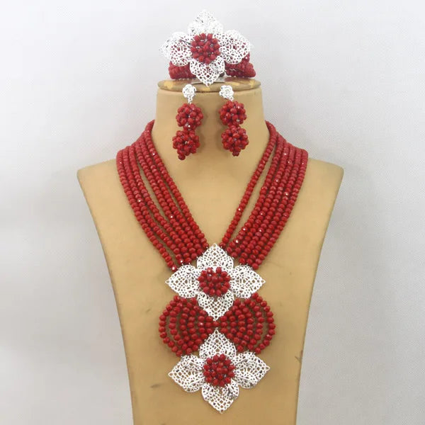 New African Jewelry Set Orange Nigerian Wedding African Beads Jewelry Set Crystal New Bridal Jewelry Set   ABS065