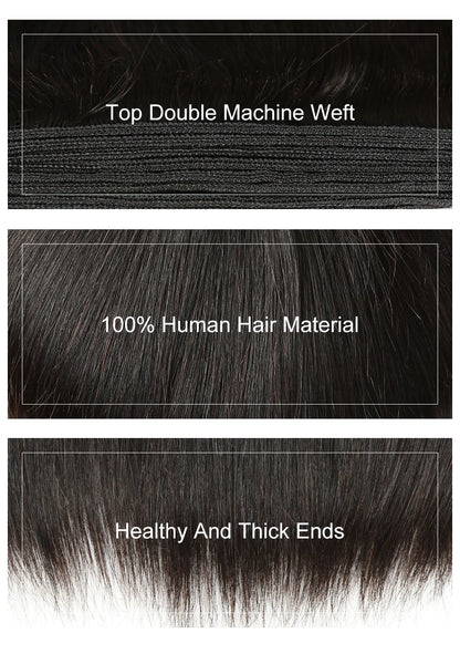 Sleek Straight Hair Bundles Brazilian Hair Bundles Remy Human Hair Extensions 1/3/4 Bundle Deals Weave Double Weft Weave
