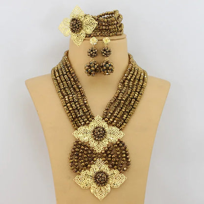 New African Jewelry Set Orange Nigerian Wedding African Beads Jewelry Set Crystal New Bridal Jewelry Set   ABS065