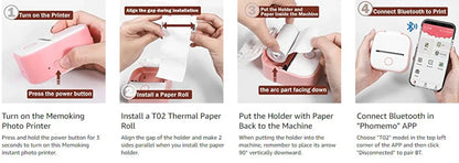 Phomemo T02 Wireless Pocket Thermal Printer Portable Mini Wirelessly BT Connect 203dpi Photo Label Memo List Printing Clearly