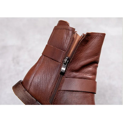 Spring 2021 new leather vintage handmade open-toe side zipper flat flat boots and sandals for women
