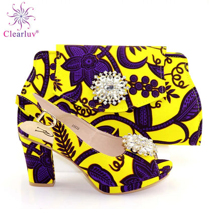 Red Color African Matching Shoes and Bags Italian In Women Sales On Decorated with Stone Summer Sandals