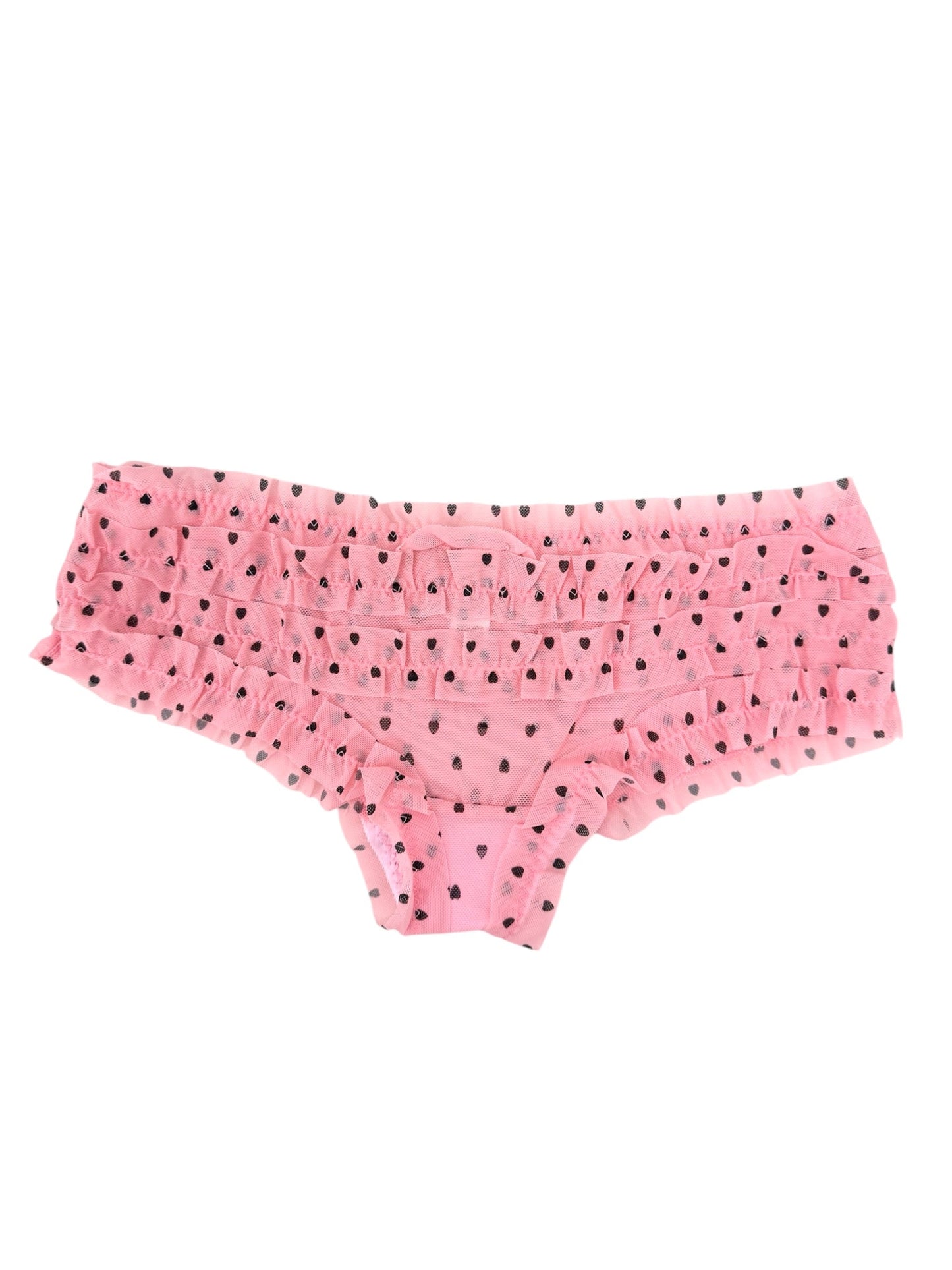 Whispers of Love: Pink Petals & Midnight Hearts Ruffle Panty-3