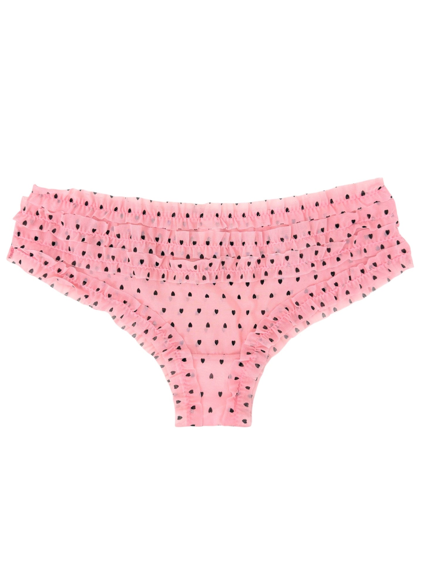 Whispers of Love: Pink Petals & Midnight Hearts Ruffle Panty-1