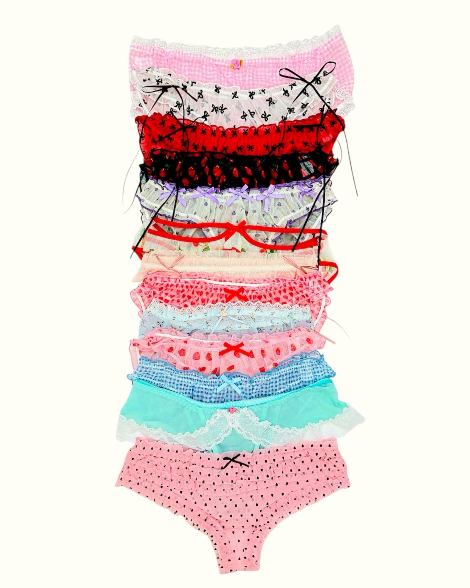 Women's Lace Coquette Ruffle Panties in Various Designs-0